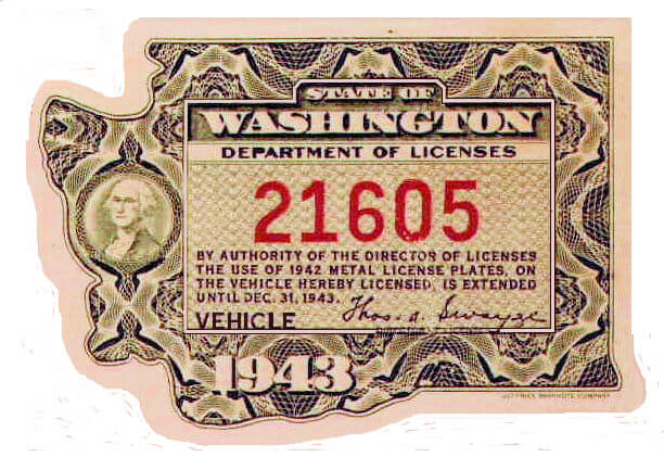 (image for) 1943 Washinton registration inspection Sticker